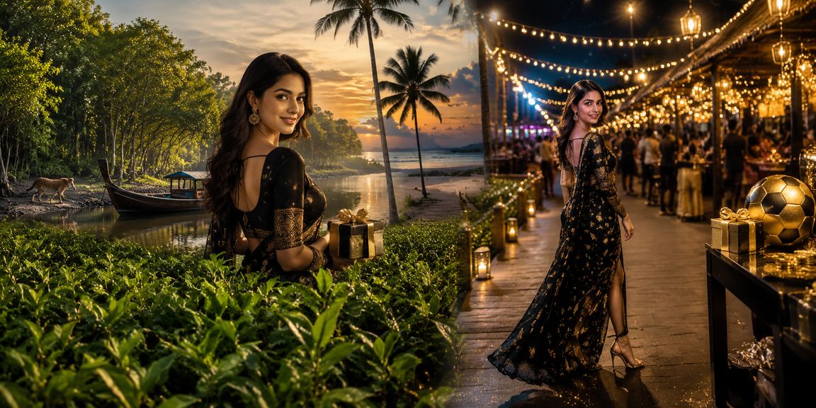 সুন্দরবনের প্রকৃতি পটভূমিতে অনলাইন গেমিং উপভোগ করছেন একজন বাংলাদেশি ব্যবহারকারী